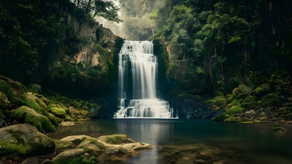 Serene Cascade in Brazil's Rei da Prata. Concept Waterfalls, Brazil, Rei da Prata, Serene, Nature