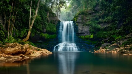 Serenity Cascade at Rei da Prata, Brazil. Concept Travel, Nature, Waterfalls, Brazil, Photography - obrazy, fototapety, plakaty