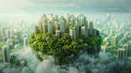 Fototapeta premium A 3D illustration of planet Earth, featuring a green cityscape