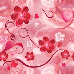 Flower cute digital art, seamless pattern background 