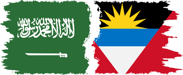 Antigua and Barbuda and Saudi Arabia grunge flags connection vector