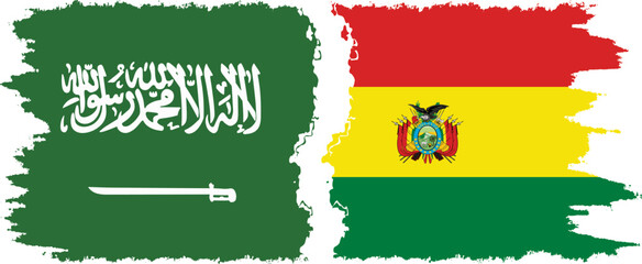 Bolivia and Saudi Arabia grunge flags connection vector