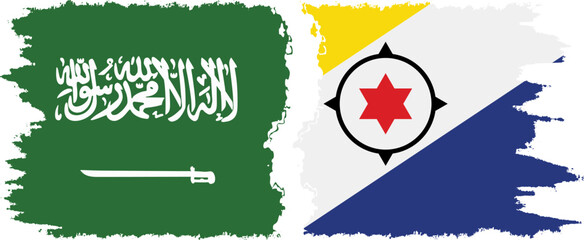 Bonaire and Saudi Arabia grunge flags connection vector