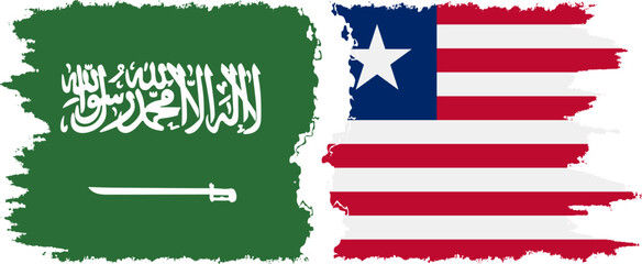 Liberia and Saudi Arabia grunge flags connection vector
