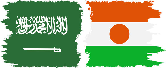 Niger and Saudi Arabia grunge flags connection vector - obrazy, fototapety, plakaty