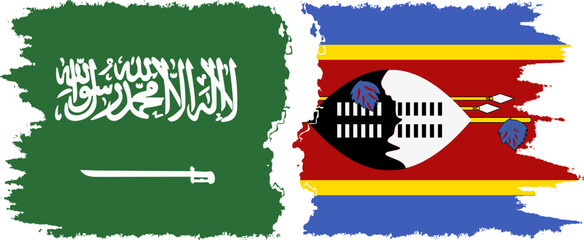 eSwatini and Saudi Arabia grunge flags connection vector