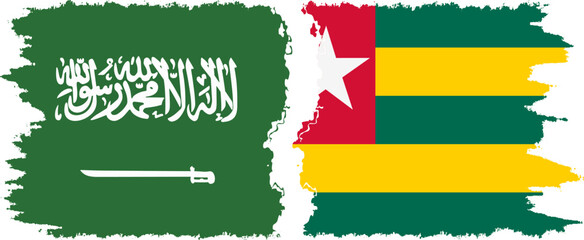 Togolese Republic and Saudi Arabia grunge flags connection vector