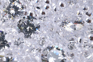 Many beautiful shiny diamonds as background, closeup