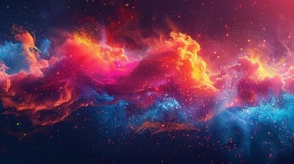 A colorful abstract background featuring a neon laser and geometric shapes - obrazy, fototapety, plakaty