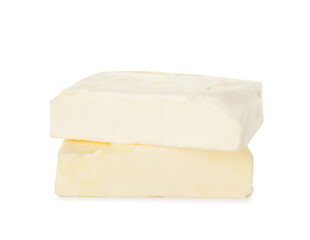 Blocks of tasty butter isolated on white