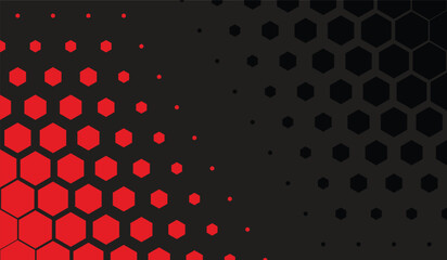 Abstract background with red and black hexagons, minimalist sporty background design.