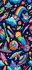  graffiti universe seamless pattern