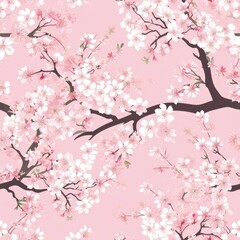 Sakura Seamless background, pink cherry blossoms