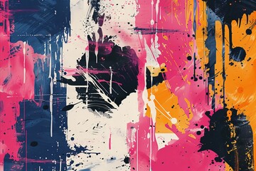 A captivating abstract that juxtaposes the spontaneity of ink splatters with structured digital lines, bridging historical artistry and contemporary design