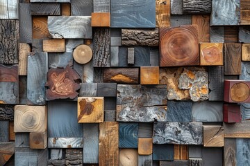 Abstract Background, A richly varied patchwork of wood textures and tones forms a visually striking backdrop - obrazy, fototapety, plakaty