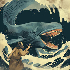 The Bible story of the prophet Jonah. Threw into the sea during a storm. The big fish swallowed. He was in the belly of a whale for three days and three nights. God saved Nineveh.