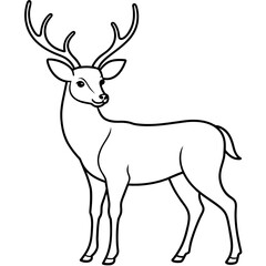 Fototapeta premium Deer silhouette vector illustration style. 