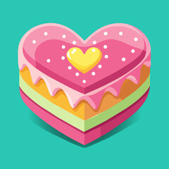 The Sweet Side of Love: Heart Cake Illustration