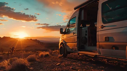Foto op Aluminium Experience off-road camping lifestyle up close in a camper van with scenic views of Arizona's mountains  © Faisal