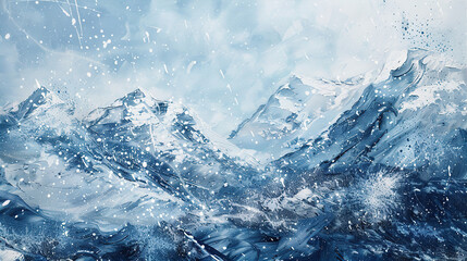 Fototapeta na wymiar Alpine Frost: A Chilly Mountain Panorama