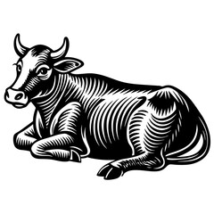 fat-cow-right-lying-icon-bold-engrave 