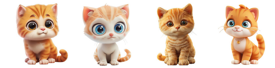 Obraz premium Toy Cat clipart collection, symbol, logos, icons isolated on transparent background