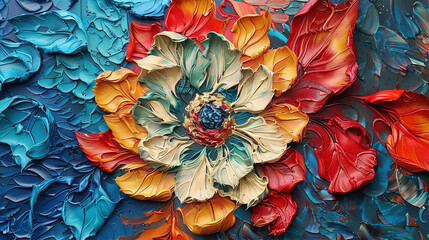 Layered Petals: A Floral Oil Painting in Thick Strokes