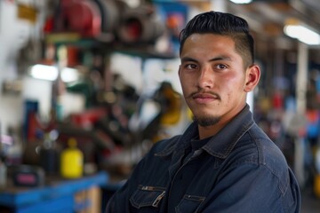Obraz premium Portrait of a young male automotive mechanic