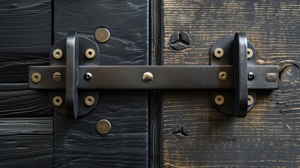 Close-up on innovative screwfix door handles paired with secure latches, showcasing inspired design ideas for enhanced door security - obrazy, fototapety, plakaty