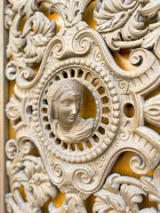 Medieval design of brass door grill (courtesan detail) - obrazy, fototapety, plakaty
