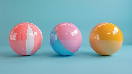 Beach ball 3d clay style in various colors