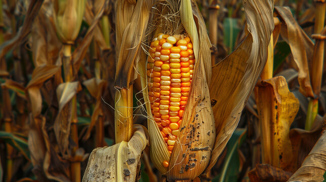 A stalk of corn with a yellow corn kernel on top