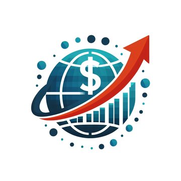 globe with dollar sign financial growing arrow logo design