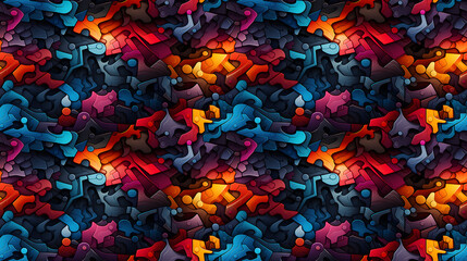 Futuristic and sci-fi abstract patterns with a high-tech feel, psychedelic style
