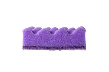 Purple sponge for washing isolated on white background.