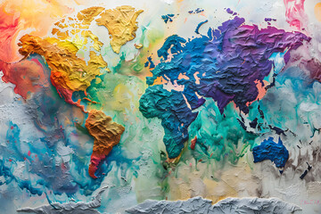 Artistic Abstract Map of the World - Global View from the North Pole