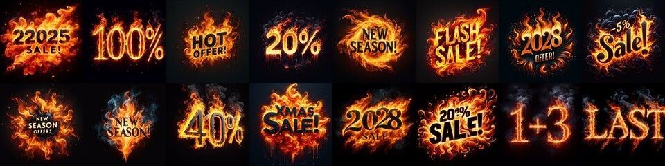 Sale fire and flame concept. AI generated illustration - obrazy, fototapety, plakaty