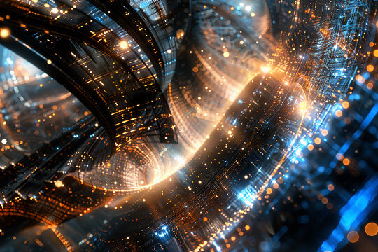 Futuristic technology background with speed lines and dots