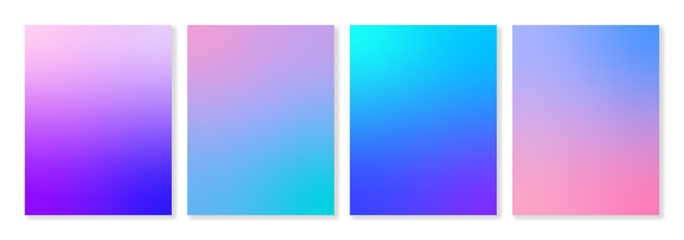 Set of 4 vector gradient backgrounds of trendy pastel colors. For covers, wallpapers, branding, business cards, social media and more. 