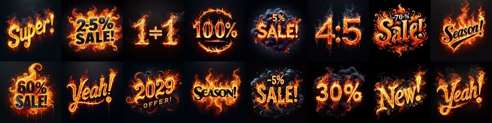 Sale fire and flame concept. AI generated illustration