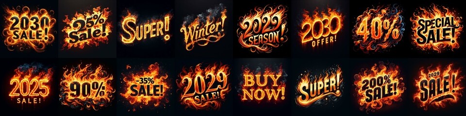 Sale fire and flame concept. AI generated illustration