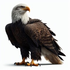 Image of isolated bald eagle against pure white background, ideal for presentations
