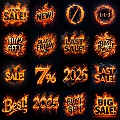 Sale fire and flame concept. AI generated illustration