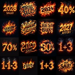 Sale fire and flame concept. AI generated illustration