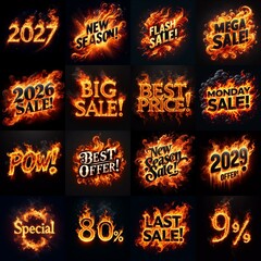 Sale fire and flame concept. AI generated illustration