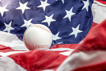 american flag and baseball ball