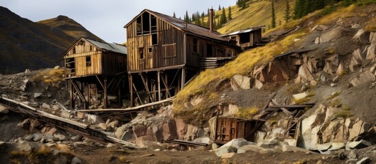 Abandoned wood mine for mining gold, once an antique.