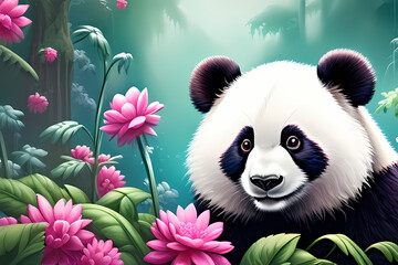 panda and bamboo, generative ai