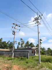 Obraz premium Distribution Transformer on Single Pole