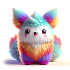 Cartoon cute animal with colorful fur.